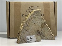 Kalifano cut carved petrified wood dish. 9x8x3
