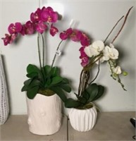 Faux Orchids in Planters- Lot of 2