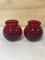 Ruby Red Glass dishes set of 2