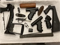 Assorted gun stocks and accessories