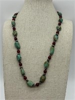 Sterling Silver Turquoise & Carnelian Necklace