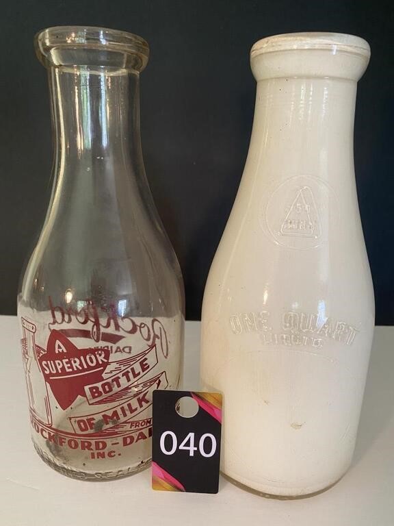 Vintage Qt Milk Bottles