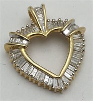 10k Gold And Diamond Heart Pendant