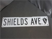 Shields Ave Metal Street Sign JCC - Used