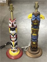 (2) Indian Totem Pole Lamps