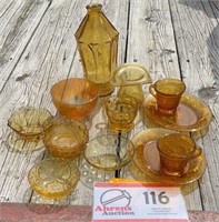 VINTAGE AMBER GLASS ITEMS