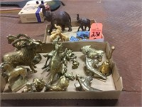 Brass figures and elephants