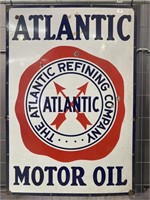 Original Atlantic Motor Oil Enamel Sign - 900 x
