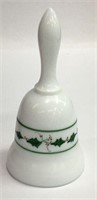 Signed Milk Glass Bell With Hand Painted Holly