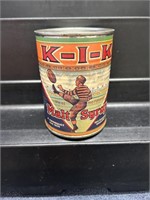 K-I-K Football Paper Litho  Malt Syrup Can Bank