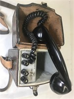 Vintage lineman’s test phone in leather case and