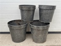 4 black galvanized planters