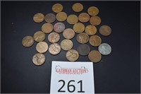 (27) Wheat Pennies & (1) Steel Penny