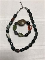 Natural stone necklace and bracelet