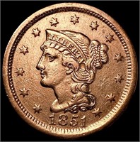 1851 Braided Hair Large Cent CLOSELY UNCIRCULATED