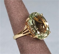 14K Gold & Green Amethyst Cocktail Ring