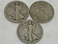 3 Silver Liberty Walking Halves 1917, 1934,1946