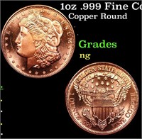 1oz .999 Fine Copper Bullion Round - Morgan Dollar