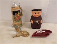 W GERMAN FRIAR TUCK PITCHER, RED WING POTTERY WING