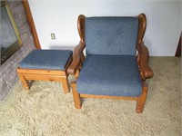 Pine Armchair & Foot Stool