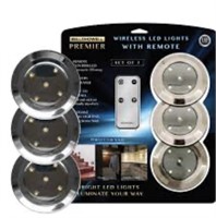 WIRELESS LED LIGHTS WITH REMOTE / 3 PACK NEW