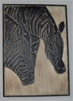 Metal Wall Picture Zebras 22"h x 16"w