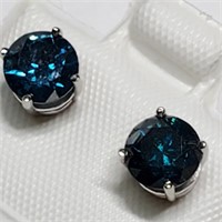 Certified 14K  Blue Diamond(1.44ct) Earrings