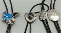 LOT OF 4 WESTER BOLO TIES - TURQUOISE & MORE