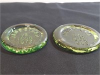 2pc Vintage Jamestown Replica Glass Coasters