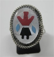 Sterling Silver & Multi-Stone Inlay NA Ring