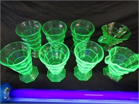 Green Uranium Glasses - Uranium Creamer & Sugar