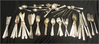 Collection early silver plate table cutlery