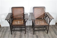 (2) Mission Style Cained Arm Chairs
