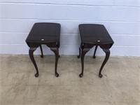(2) Queen Anne Style Drop Leaf End Tables