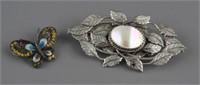 (2) Vintage brooches to include: Silver filigree