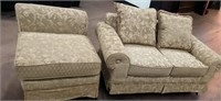 Love Seat with Matching Chair, Has Damage