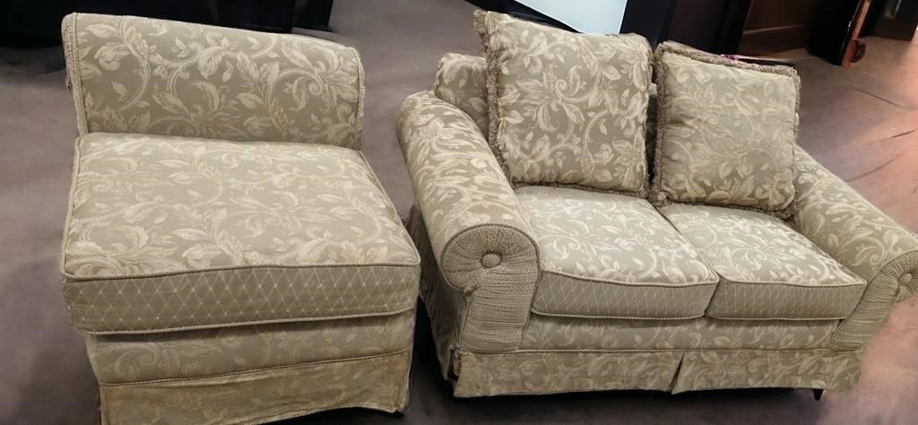 Love Seat with Matching Chair, Has Damage