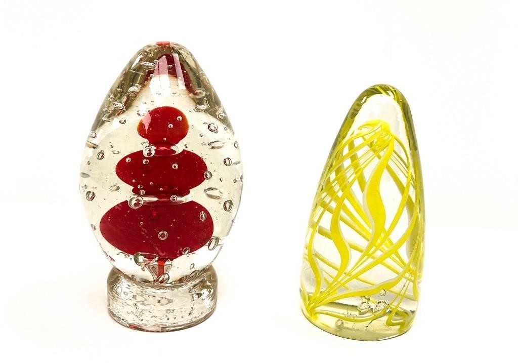 Two Alta Glass Paperweights