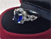 Blue Sapphire Ring Marked 14K Size 8