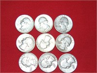 (9) 90% silver quarters