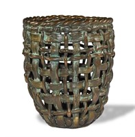 Japanese Woven Bronze Ikebana Vase