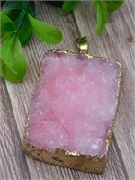 DRUZY QUARTZ STONE PENDANT ROCK STONE LAPIDARY SPE