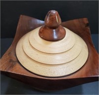 Hand Turned Wood Bowl with Lid