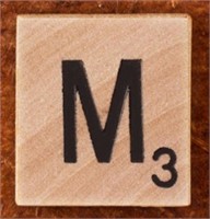200 Scrabble Tiles - Natural Wood - Letter M