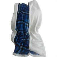 Blue and Black Polyester Throw Blanket