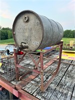 Vintage Galvanized Water Barrel and Stand