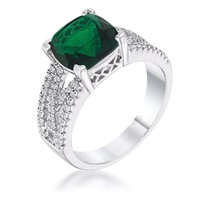 Cushion Cut 3.00ct Emerald & White Topaz Ring