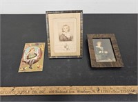 (2) Antique Pictures of Little Boys In Frames-