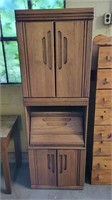 Oak secretary desk cabinet