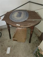 Vintage Wood Oval Table & Throw Rugs, Table is